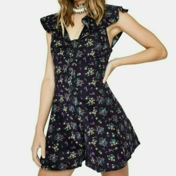 Free People Pants - Free People Violet Visions Floral Romper -S